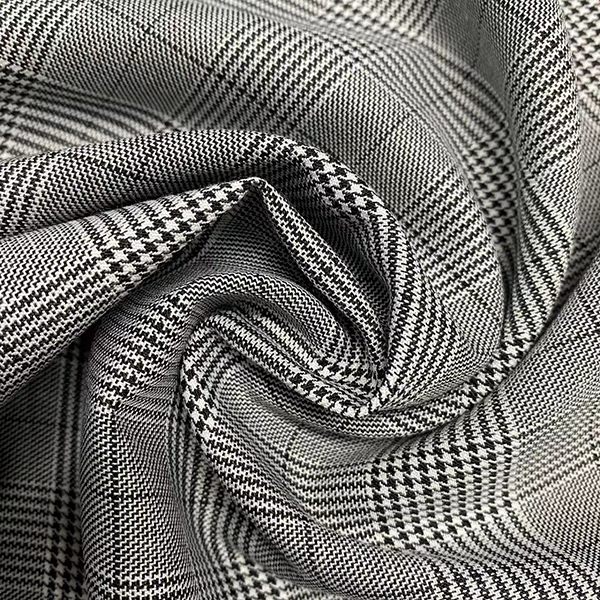 Hot sale tr polyester rayon thick spandex blending checks fancy suiting fabric YA8290 (3)